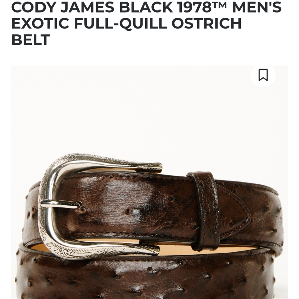 Handmade Men's Dark Brown Genuine Ostrich Belt